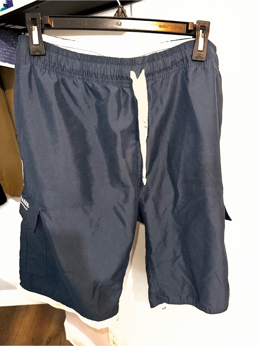 U.S. Polo Assn. Navy Swim Board Shorts with White Drawstring